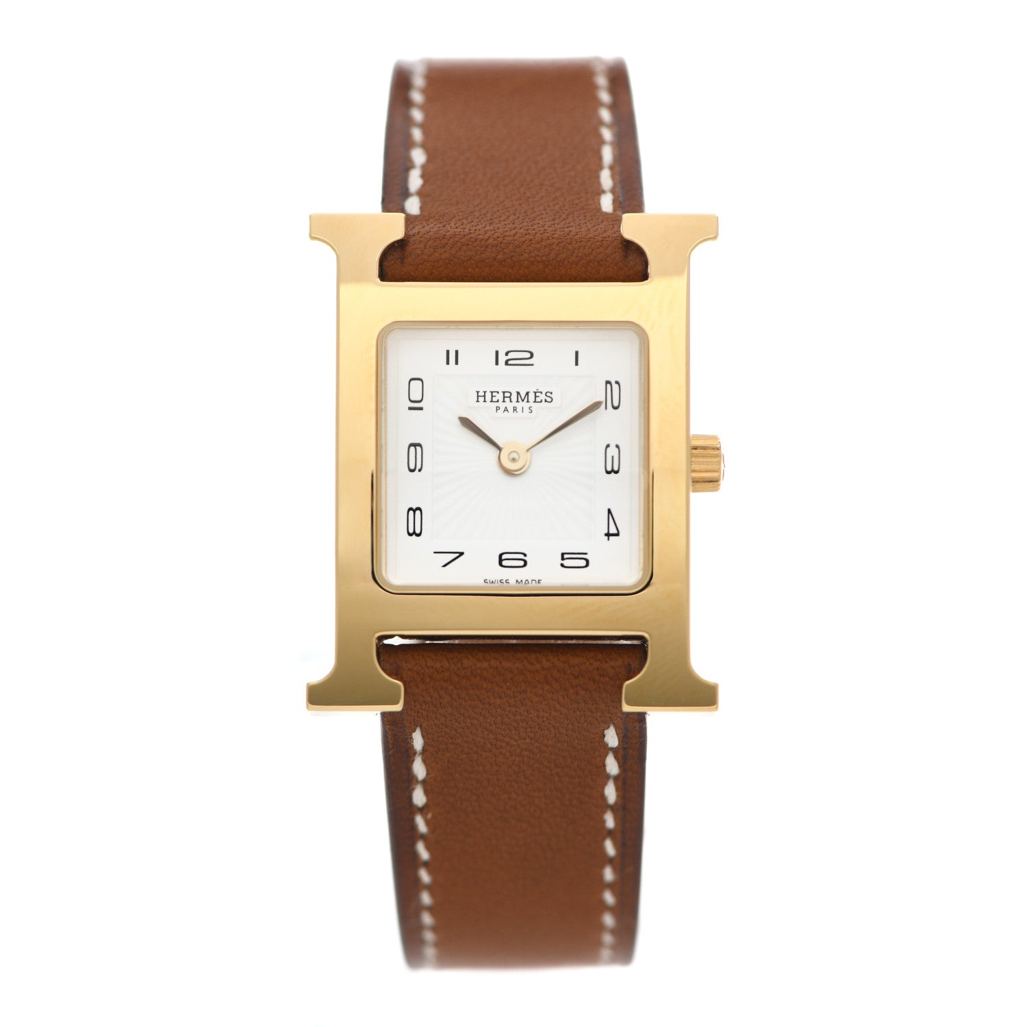 Hermes Stainless Steel Barenia 21mm Heure H Hour Quartz Watch Fauve 1 of 5
