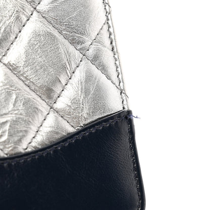 Chanel Metallic Aged Calfskin Quilted Gabrielle Wallet On Chain WOC Silver Black 14 of 14