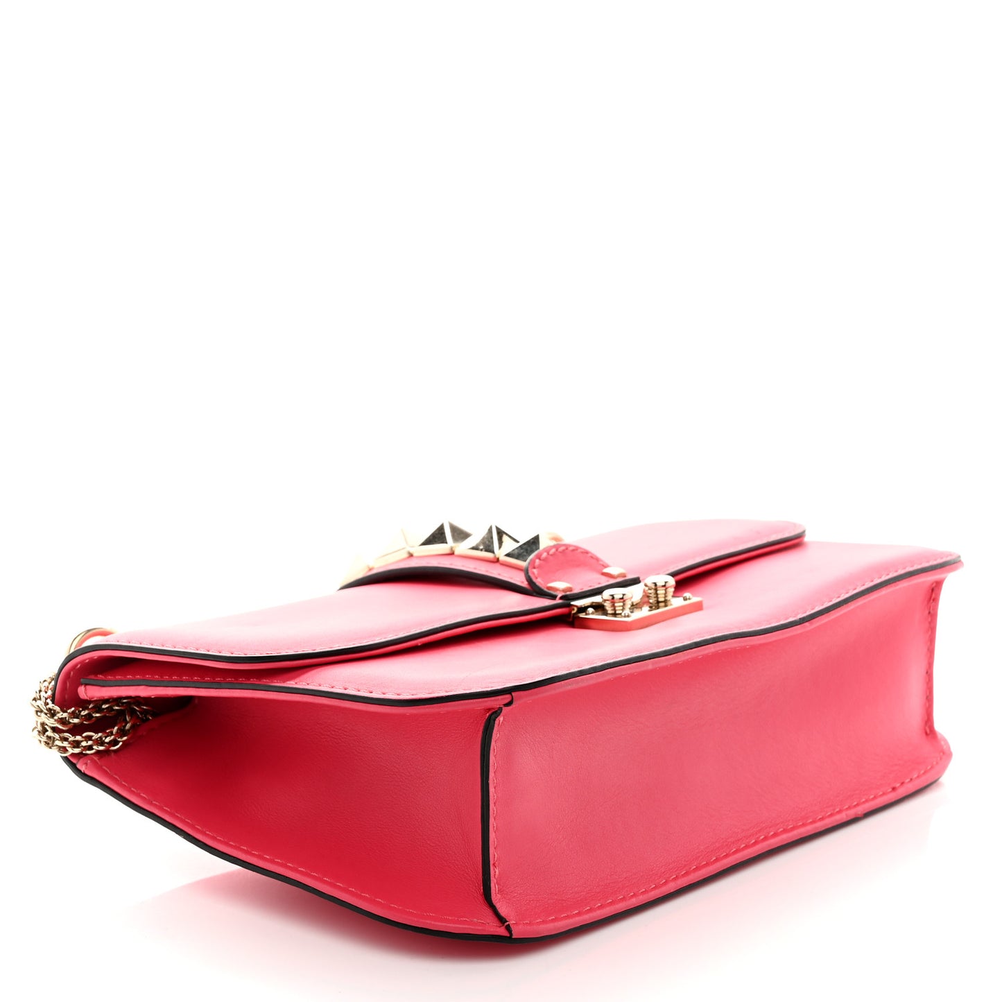 Vitello Medium Glam Lock Rockstud Flap Deep Rose