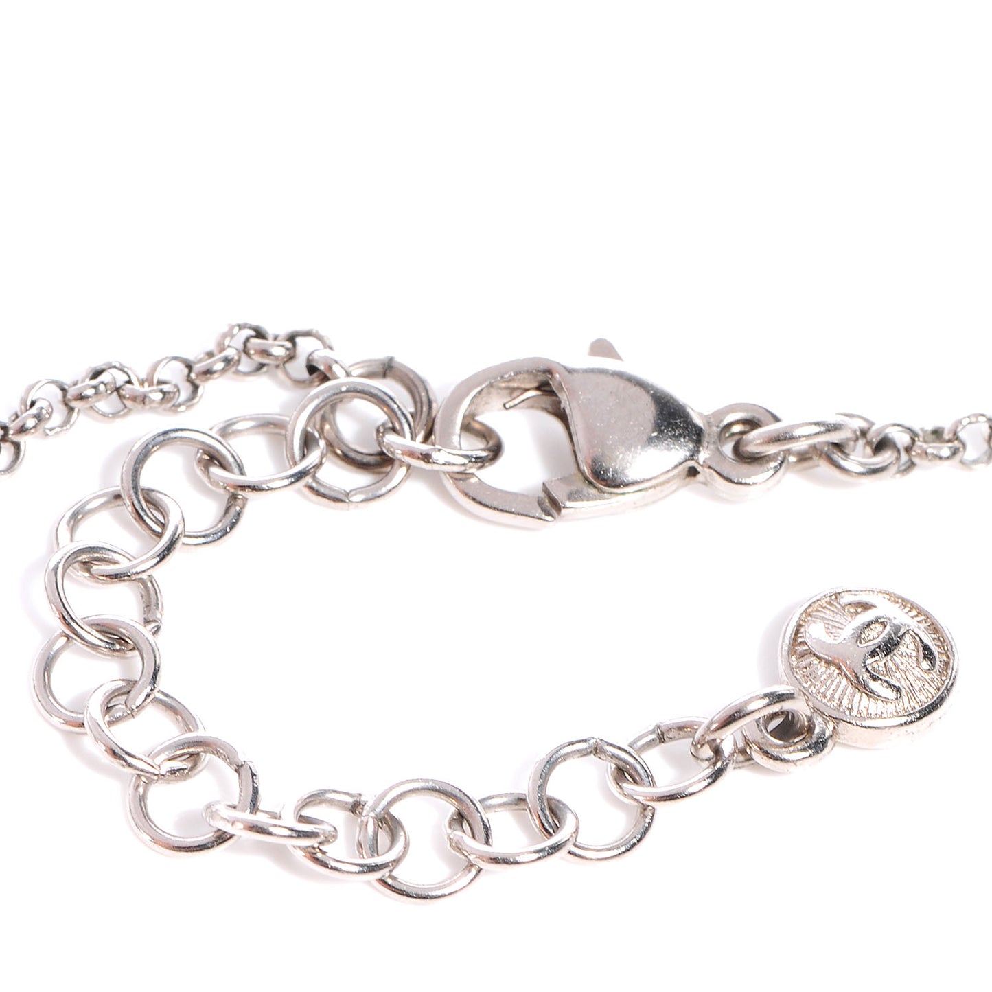 Pearl Crystal CC Beaded Long Necklace Silver Blue