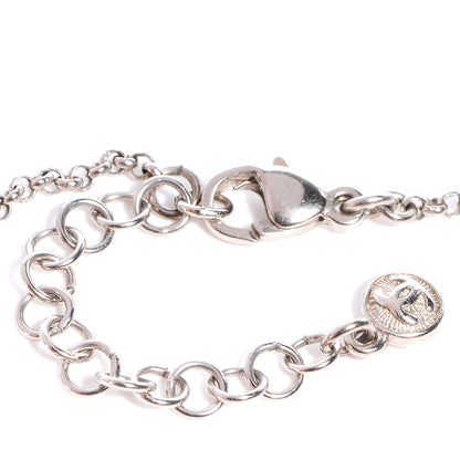 Chanel Pearl Crystal CC Beaded Long Necklace Silver Blue 9 of 10