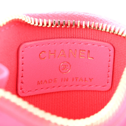 Chanel Patent Chevron Quilted Boy Zip Card Holder Neon Pink 6 of 9
