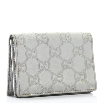 Gucci Metallic Guccissima Interlocking G Flap Card Case Silver 3 of 10