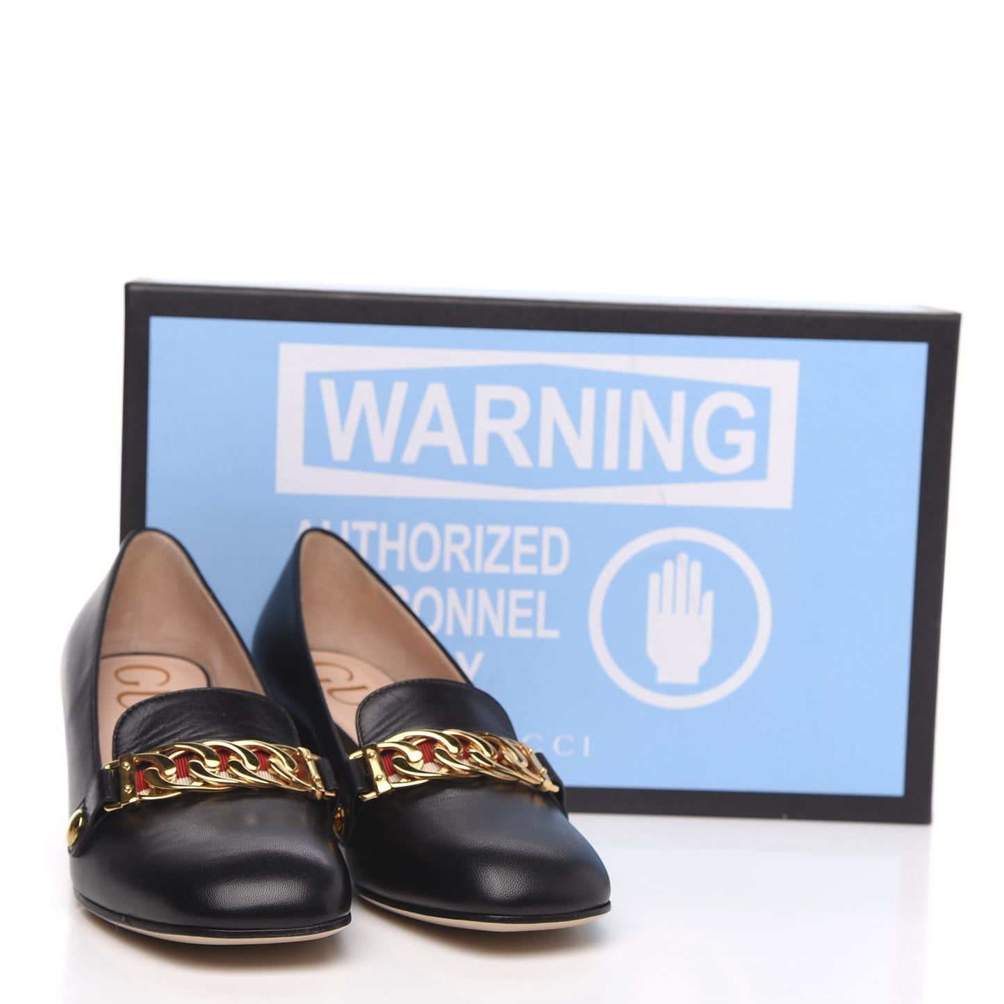 Malaga Kid Sylvie Web Chain Mid Heel Loafers 35 Black