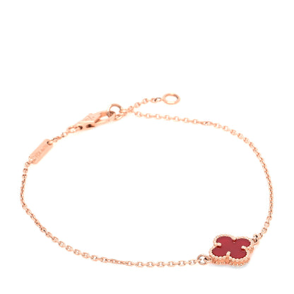 Van Cleef & Arpels 18K Rose Gold Carnelian Sweet Alhambra Bracelet 1 of 7