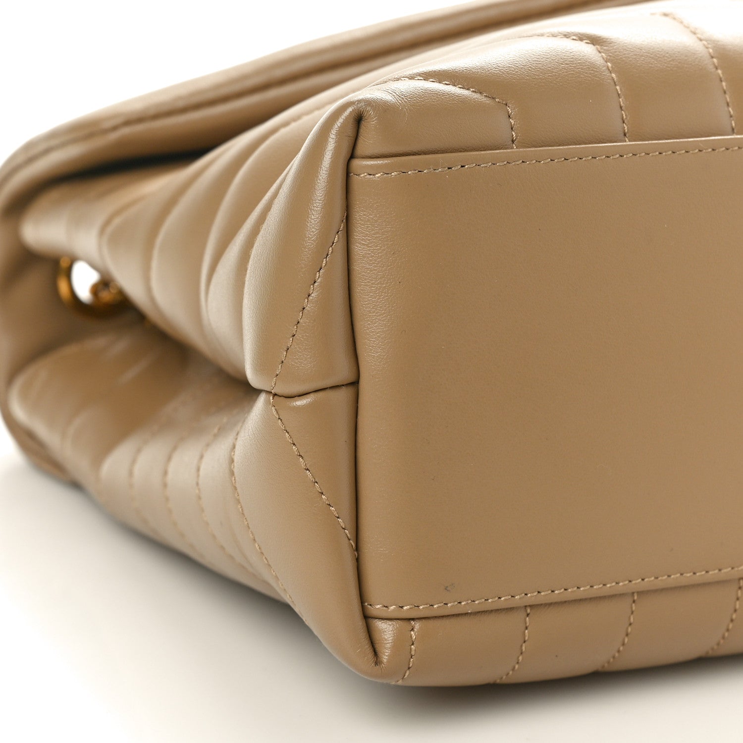 Saint Laurent Calfskin Y Quilted Monogram Medium Loulou Chain Satchel Dark Beige 9 of 10