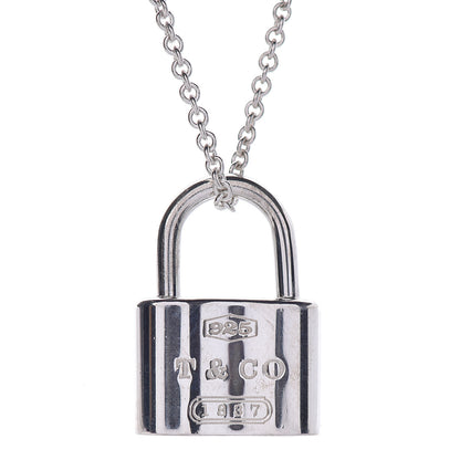 Tiffany Sterling Silver 1837 Lock Pendant Necklace 5 of 8