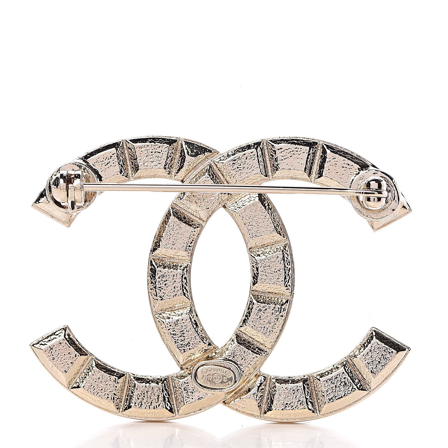 Chanel Studded CC Pin Brooch Gold 3 of 4