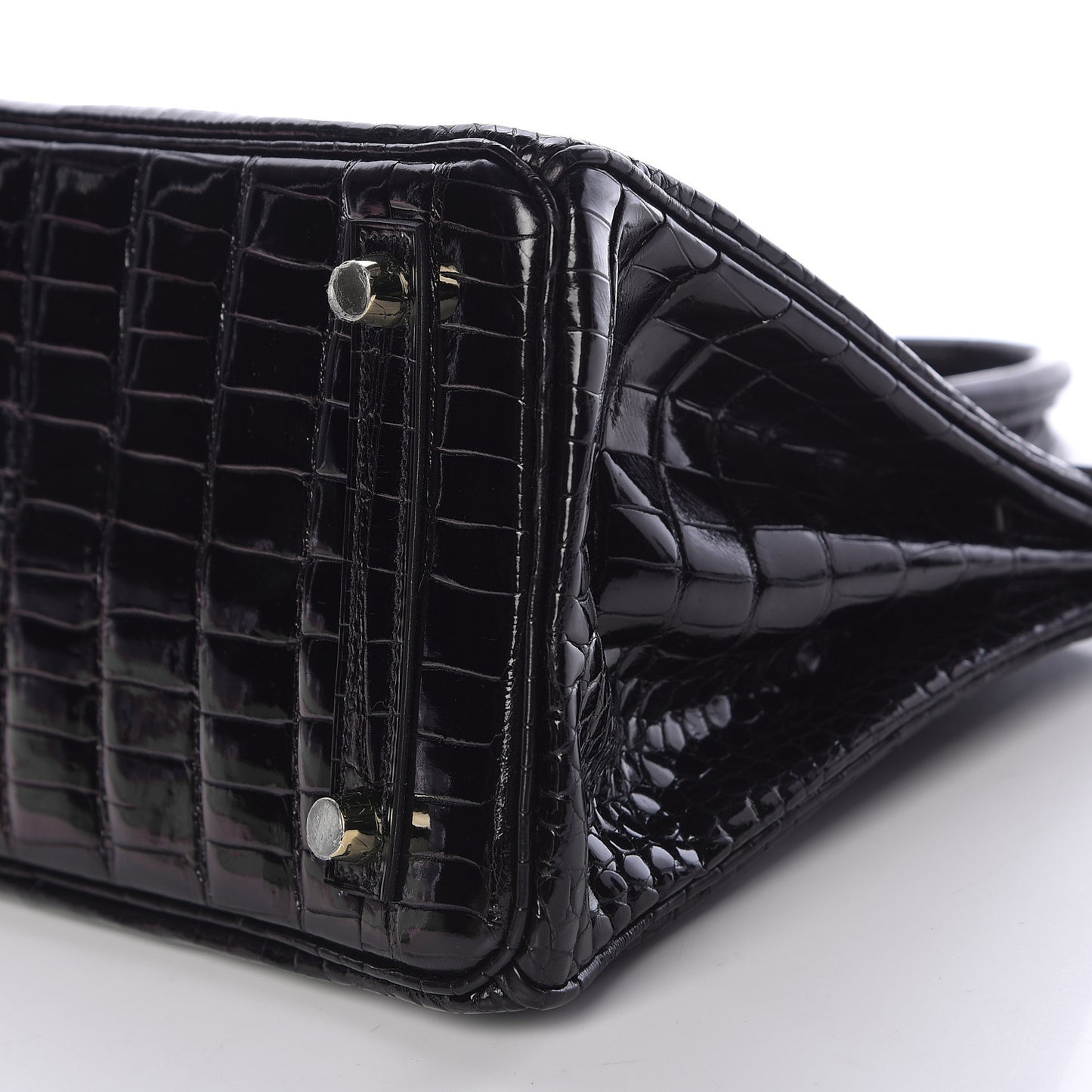 Shiny Porosus Crocodile Birkin 25 Black