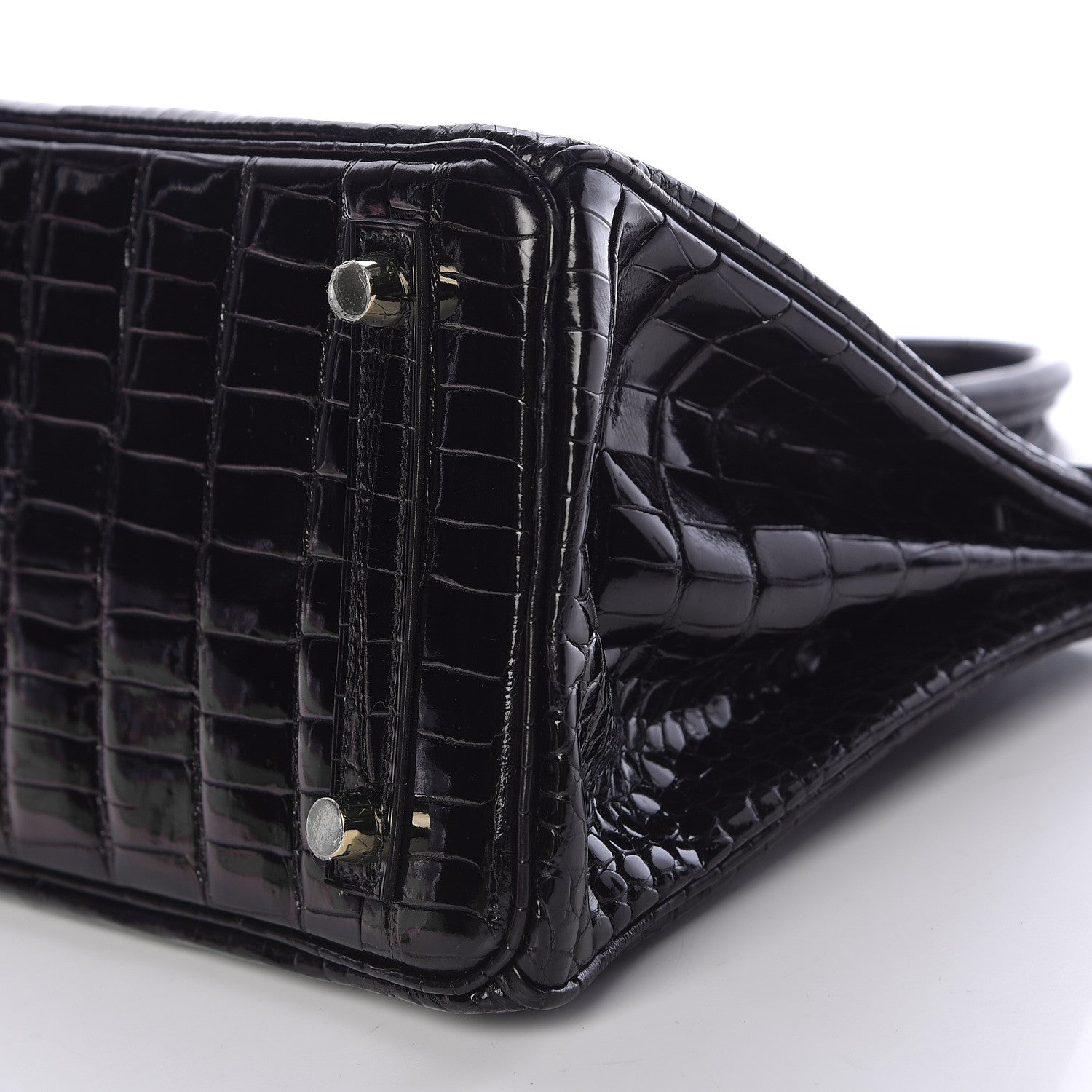 Hermes Shiny Porosus Crocodile Birkin 25 Black 20 of 35