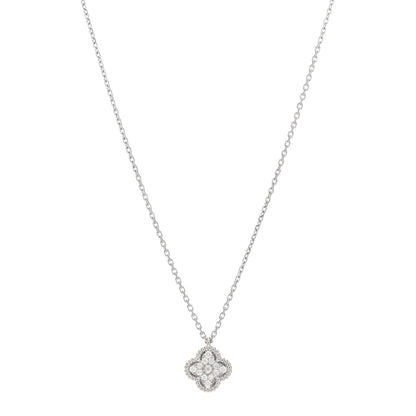 Van Cleef & Arpels 18K White Gold Diamond Sweet Alhambra Pendant Necklace 1 of 5