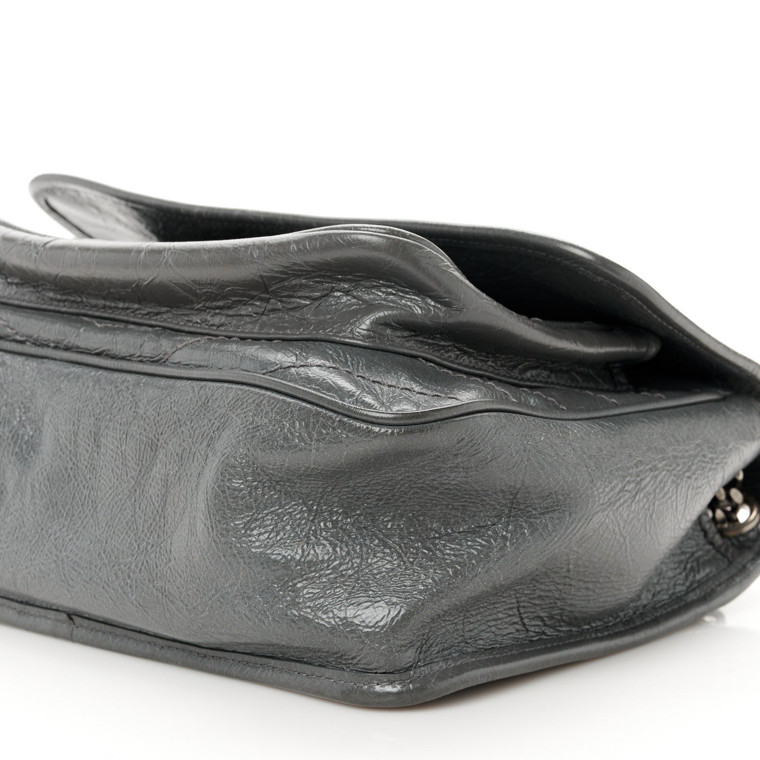 Saint Laurent Crinkled Calfskin Matelasse Monogram Medium Niki Chain Satchel Storm 11 of 12