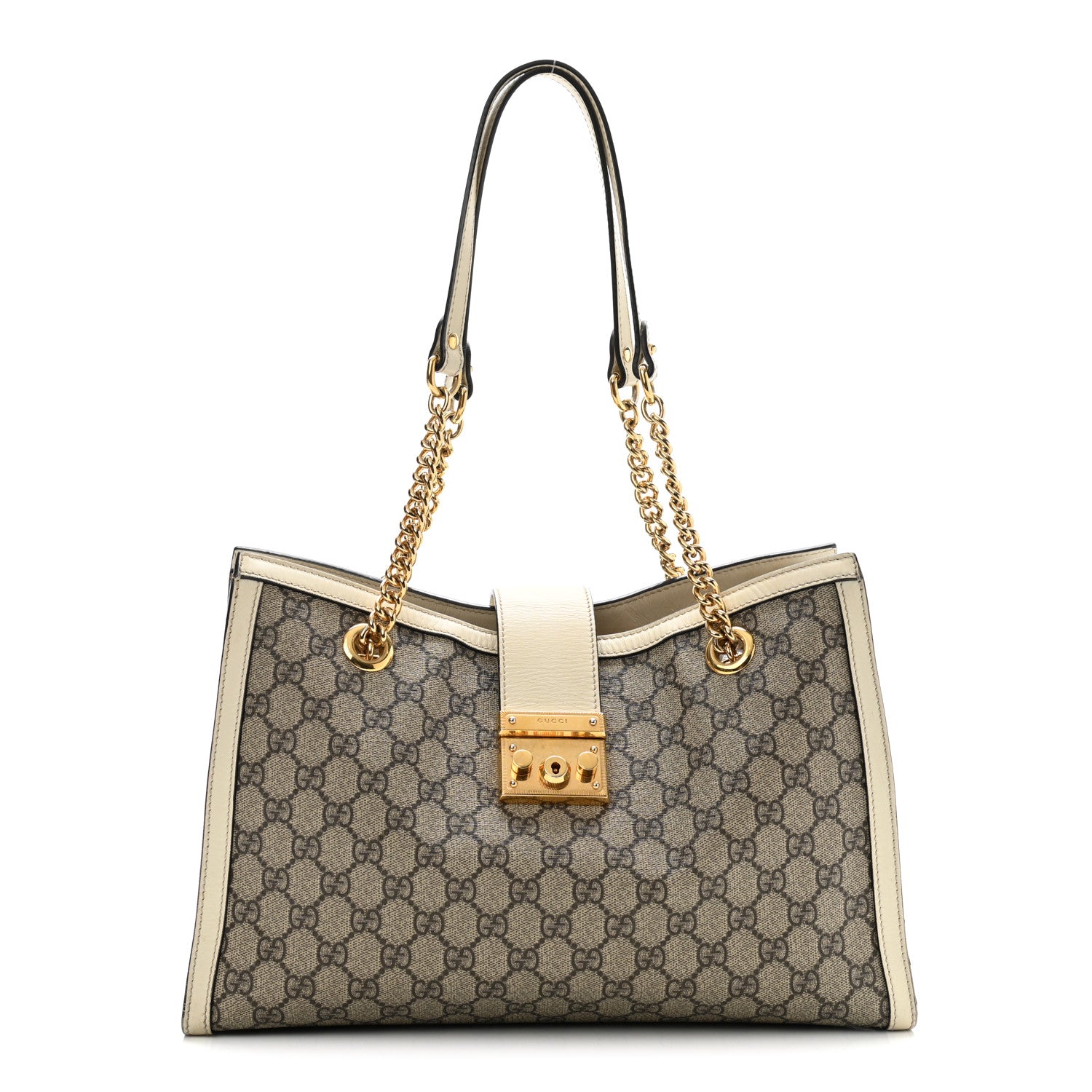 Gucci GG Supreme Monogram Medium Padlock Tote White 2 of 29