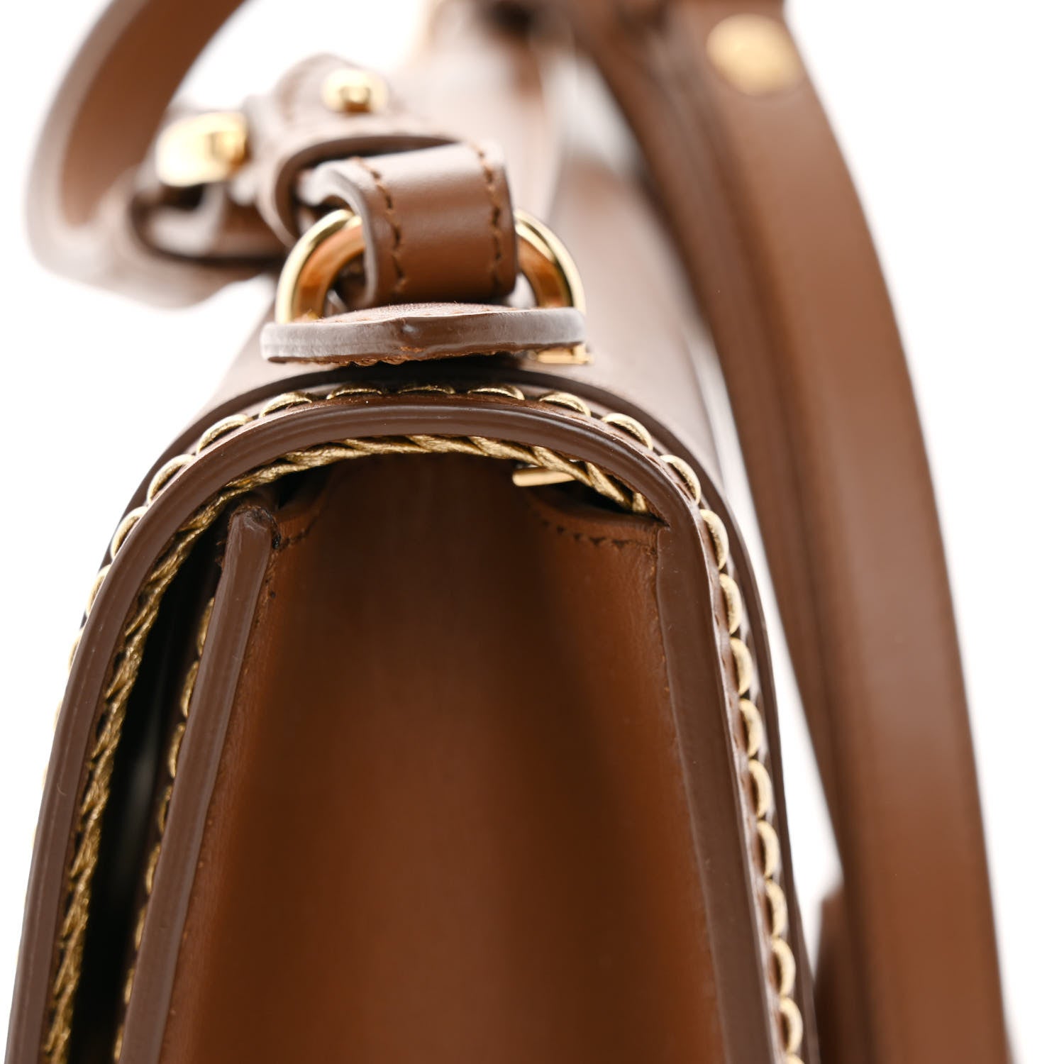Salvatore Ferragamo Smooth Calfskin Stitched Aileen Gancio Lock Shoulder Bag Brown 11 of 11