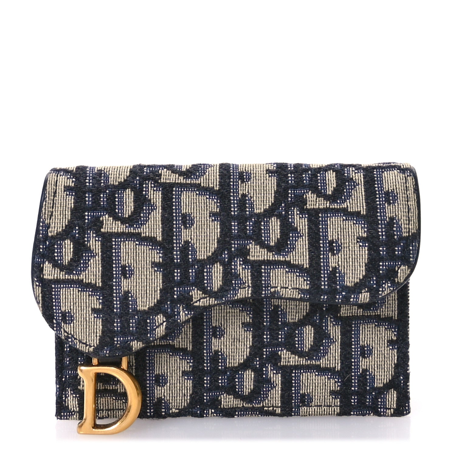 Christian Dior Oblique Saddle Card Holder Blue 1 of 7