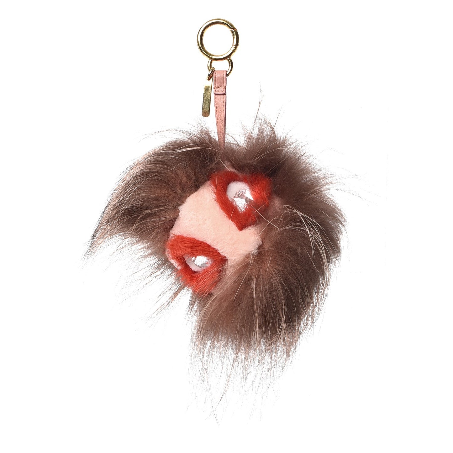 Rabbit Mink Fox Fur Furry Yang Monster Bag Bug Charm Red Pink