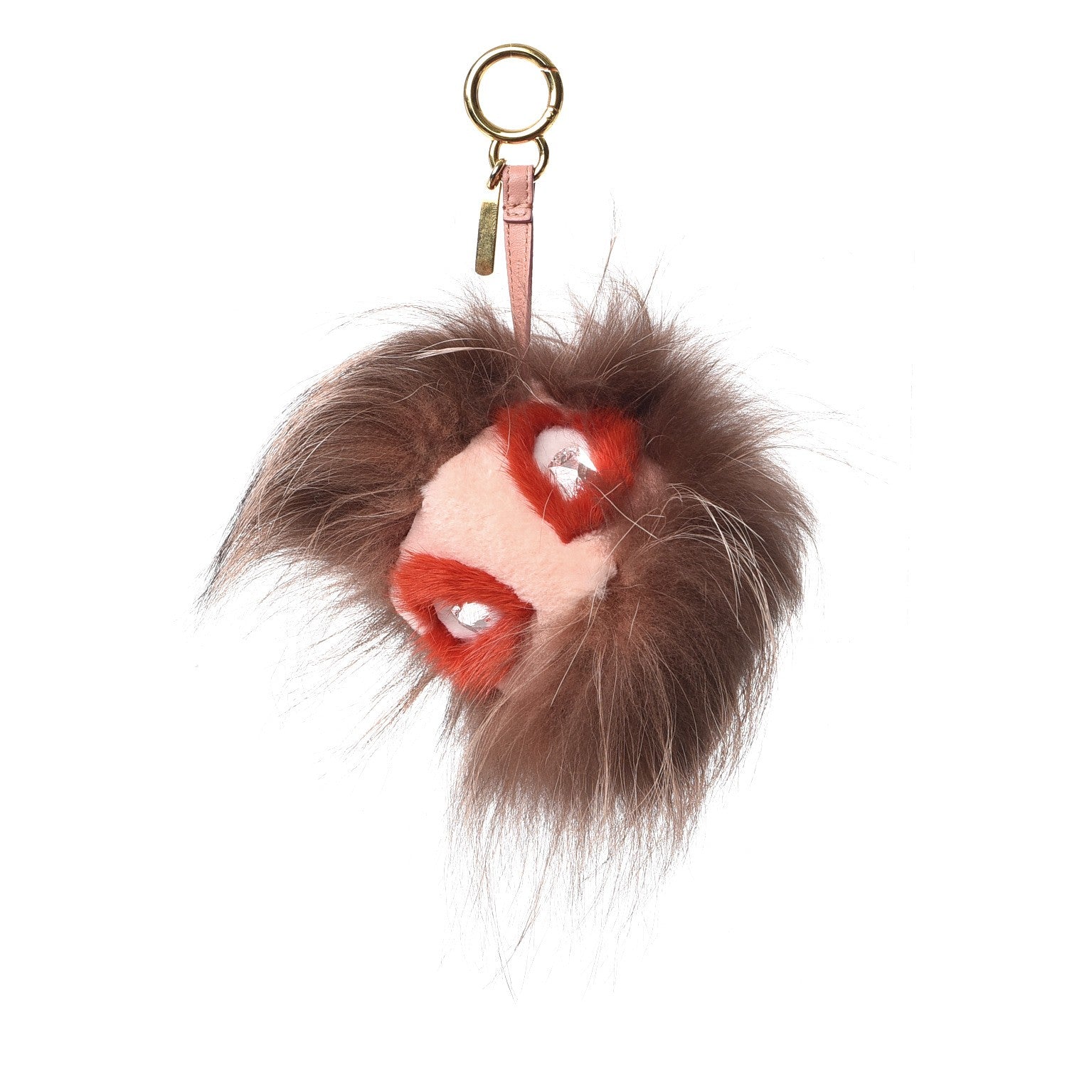 Fendi Rabbit Mink Fox Fur Furry Yang Monster Bag Bug Charm Red Pink 1 of 6
