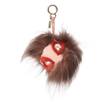 Fendi Rabbit Mink Fox Fur Furry Yang Monster Bag Bug Charm Red Pink 1 of 6