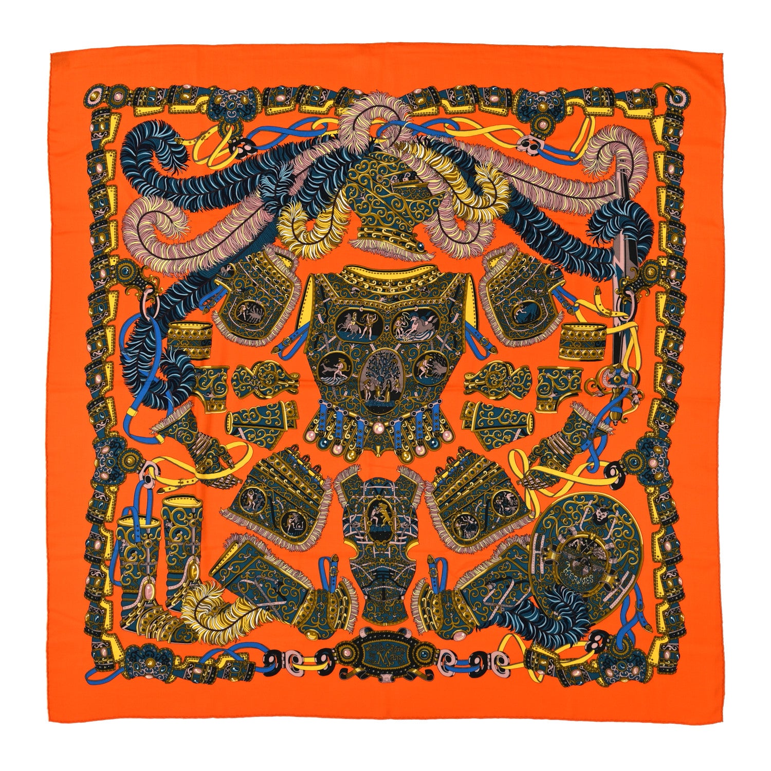 Hermes Cashmere Silk Sous L'Egide De Mars Shawl 140 1 of 5