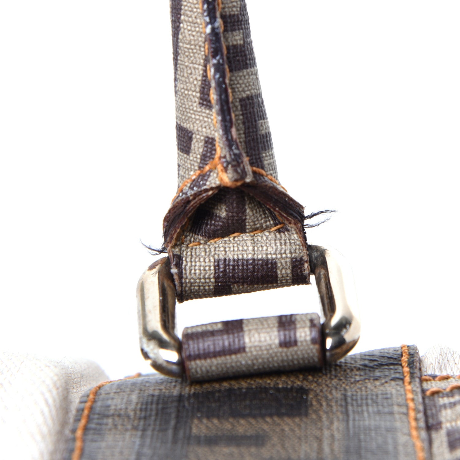 Fendi Canvas Zucca Zucchino Spalmati Mixed Media Boston White Mogano Panna 14 of 14