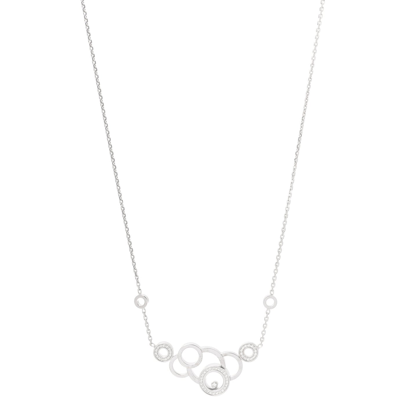 18K White Gold Diamond Happy Bubbles Necklace