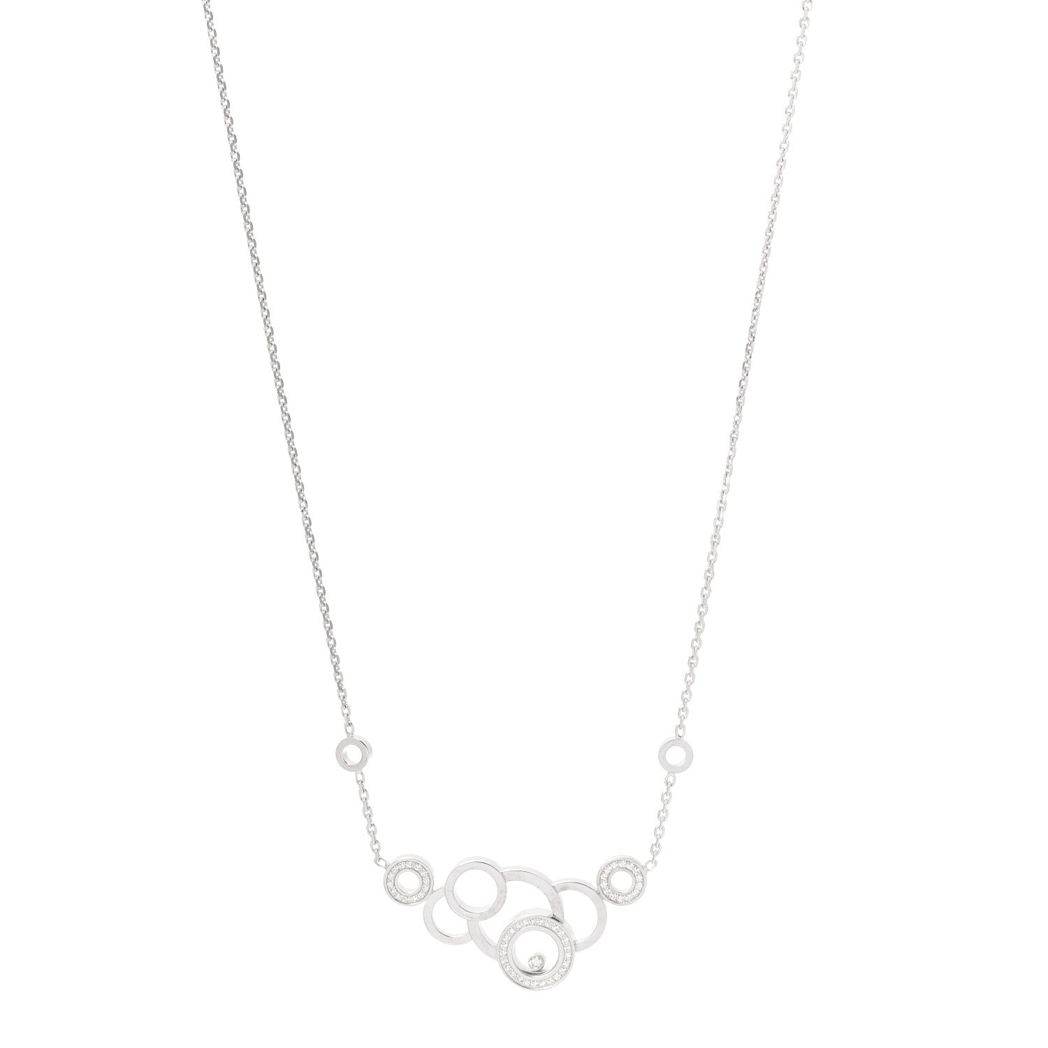 Chopard 18K White Gold Diamond Happy Bubbles Necklace 1 of 5