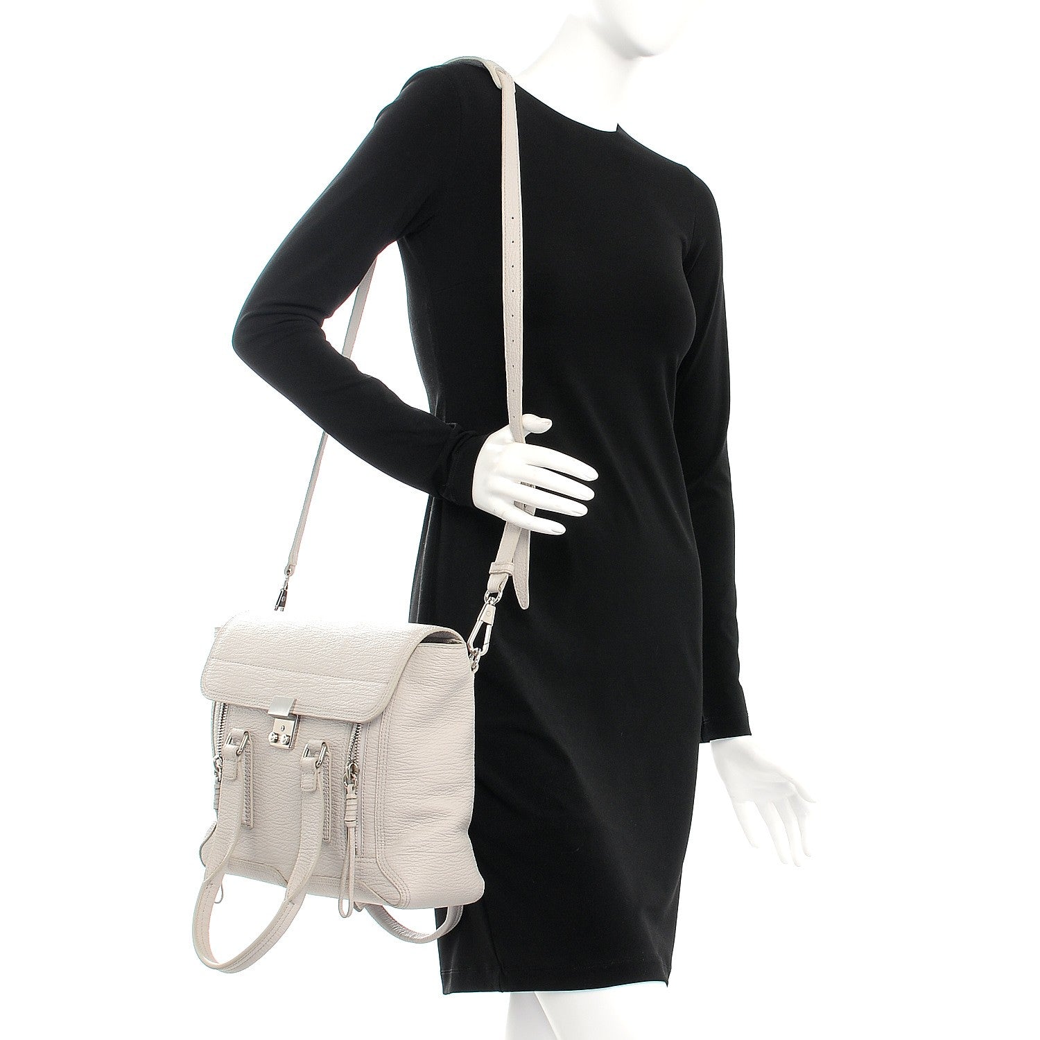 3.1 Phillip Lim 3.1 Textured Calfskin Medium Pashli Satchel Feather 2 of 11