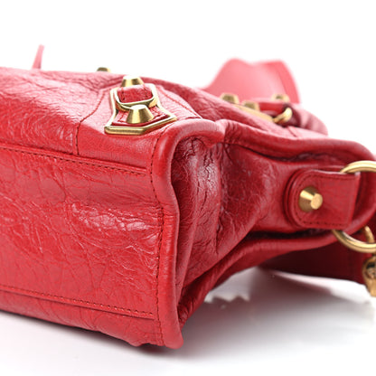 Balenciaga Agneau Gold Metallic Edge Hardware Mini City Rouge Rubis 10 of 11