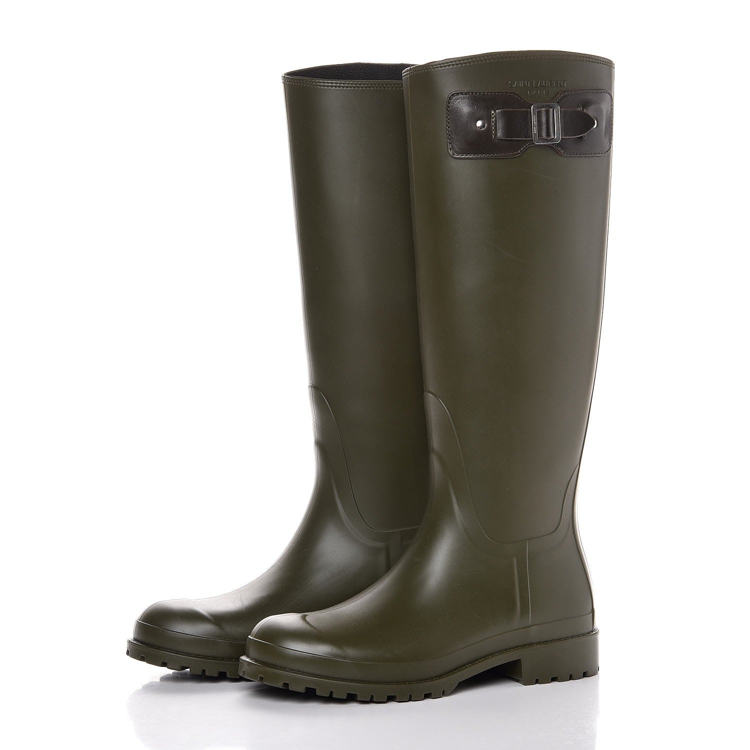 Saint Laurent Rubber Festival 25 High Rain Boots 38 Khaki 3 of 10
