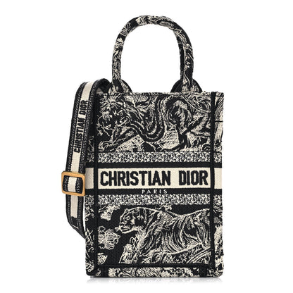 Christian Dior Canvas Toile de Jouy Reverse Embroidered Mini Book Tote Phone Bag Blue 1 of 10