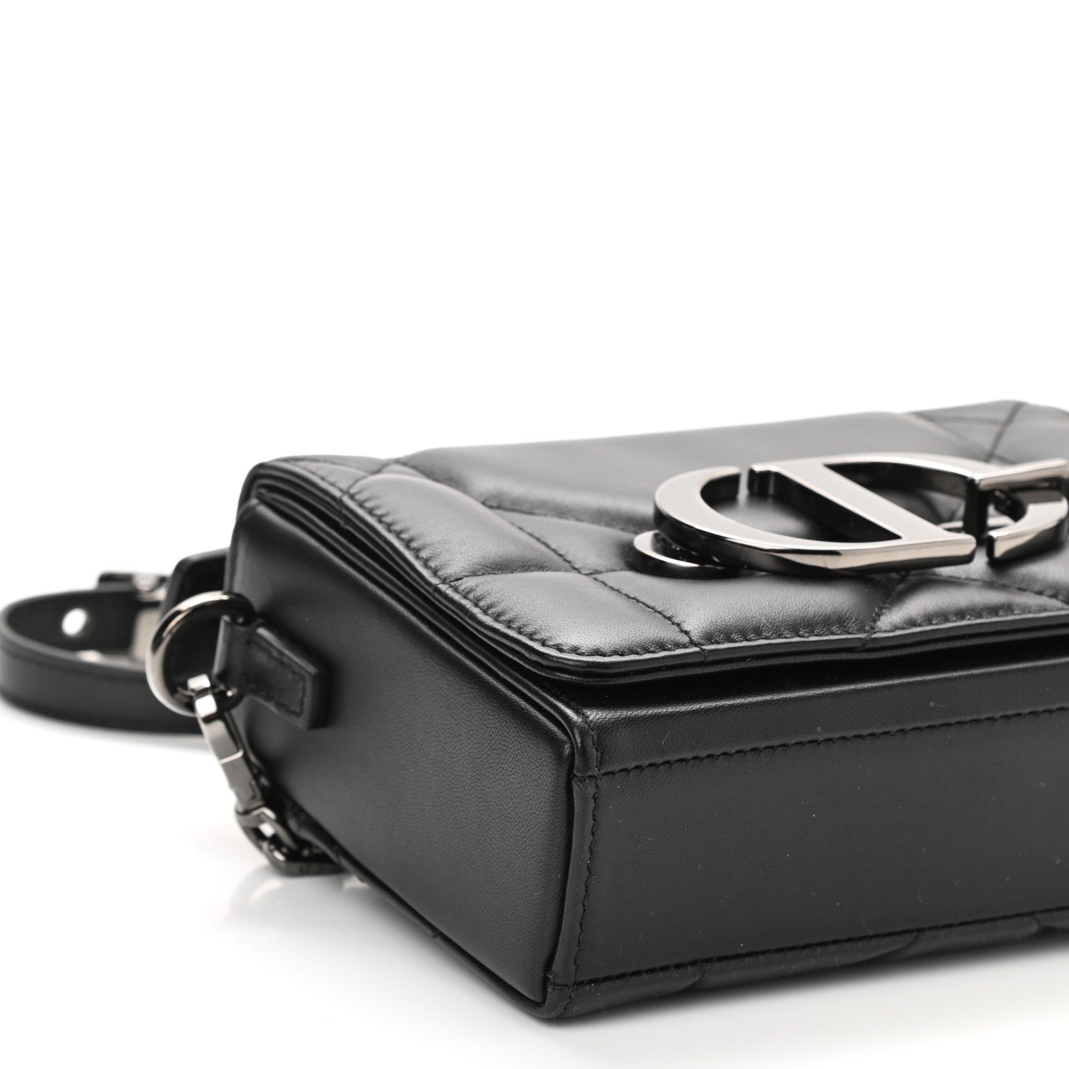 Christian Dior Lambskin Maxi Cannage Small 30 Montaigne Chain Top Handle Bag Black 9 of 10