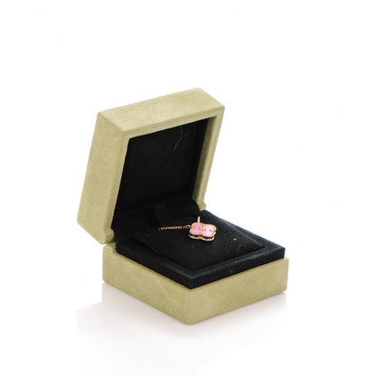 Van Cleef & Arpels 18K Rose Gold Diamond Pink Porcelain Vintage Alhambra Pendant Necklace 6 of 6