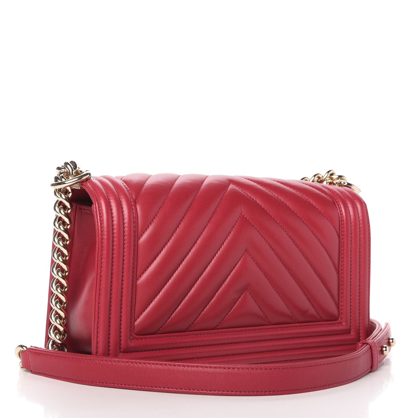 Lambskin Chevron Quilted Medium Boy Flap Dark Pink