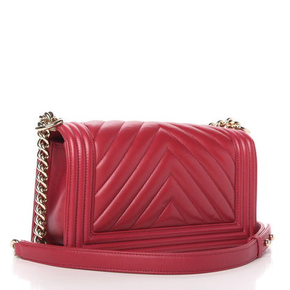 Chanel Lambskin Chevron Quilted Medium Boy Flap Dark Pink 3 of 10