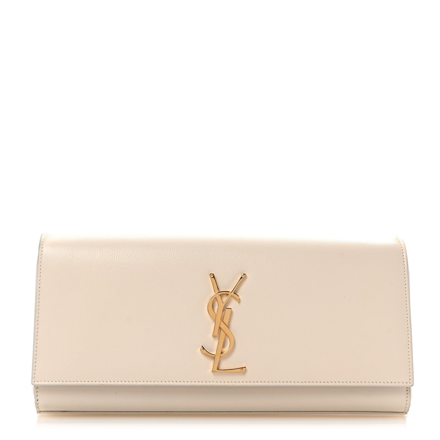 Saint Laurent Grain De Poudre Classic Monogram Cassandre Clutch Dove White 1 of 9