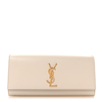 Saint Laurent Grain De Poudre Classic Monogram Cassandre Clutch Dove White 1 of 9