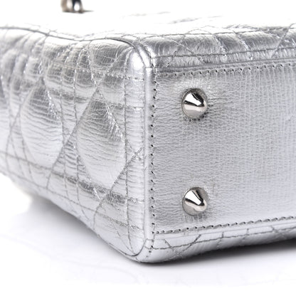 Christian Dior Metallic Grained Calfskin Cannage Small Lucky Badges My Lady Dior Silver 10 of 11