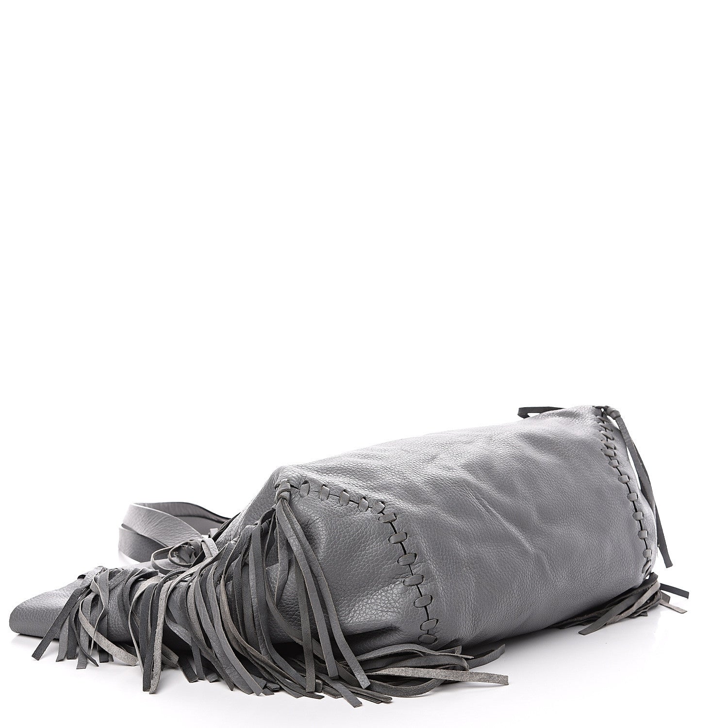 Valentino Garavani Grained Calfskin C-Rockee Fringe Tote Grey 3 of 15