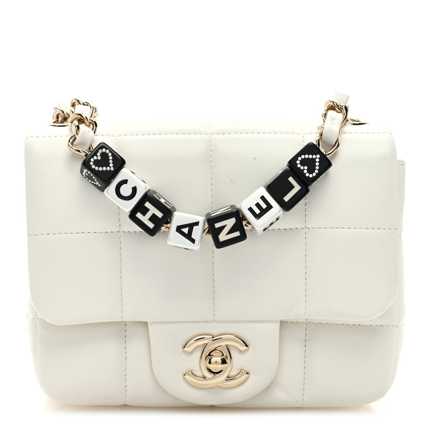 Chanel Lambskin Resin Crystal Square Quilted Monacoco Mini Square Flap White 1 of 9