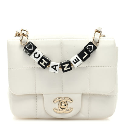 Chanel Lambskin Resin Crystal Square Quilted Monacoco Mini Square Flap White 1 of 9