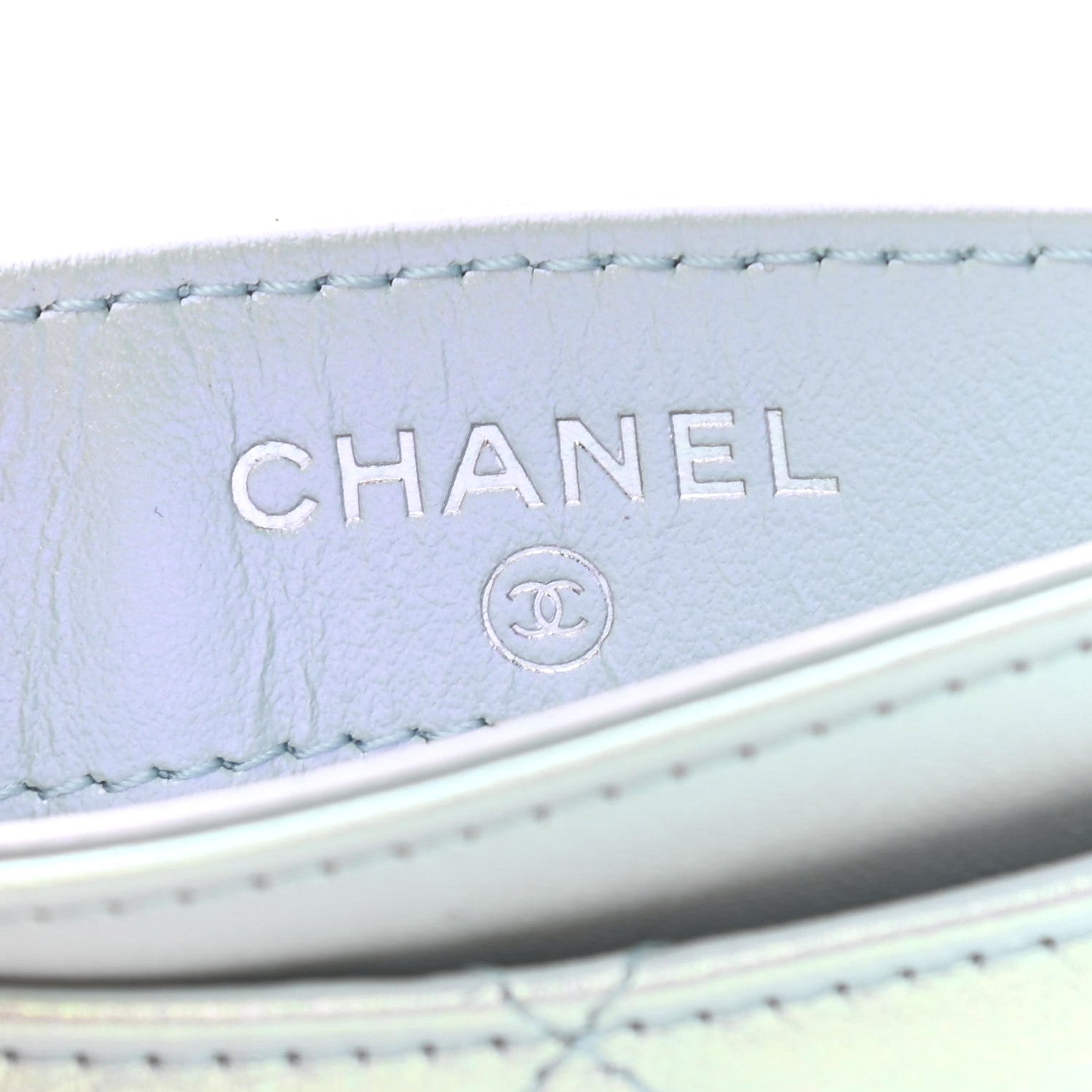 Chanel Iridescent Calfskin Quilted Card Holder Light Blue 5 of 8