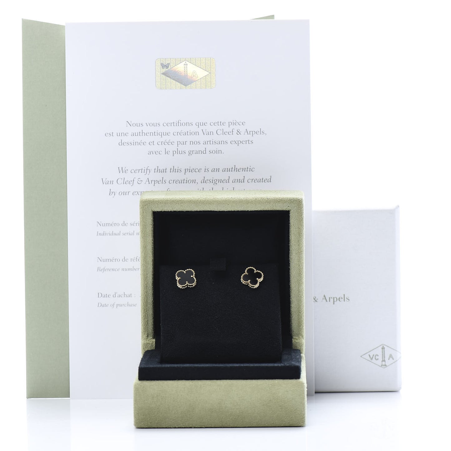 18K Yellow Gold Black Onyx Sweet Alhambra Earrings