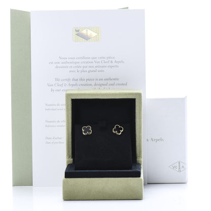 Van Cleef & Arpels 18K Yellow Gold Black Onyx Sweet Alhambra Earrings 7 of 7