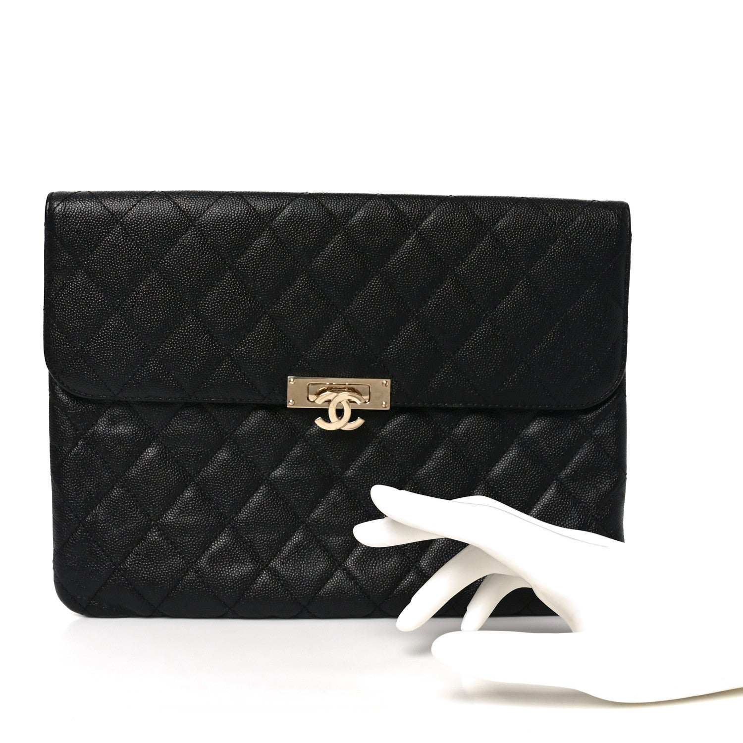 Chanel Caviar Quilted Medium Golden Class Pouch Black 2 of 11