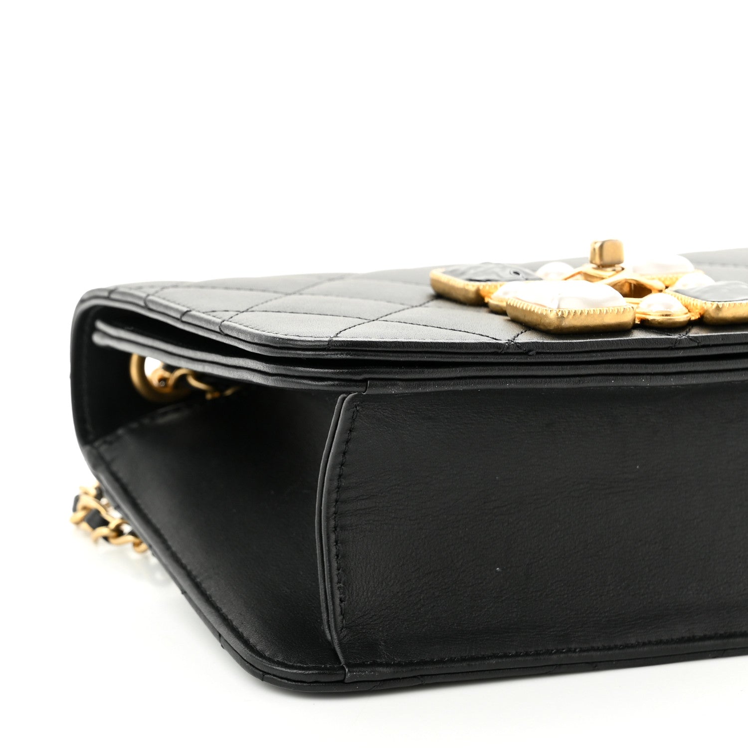 Chanel Calfskin Quilted Crystal Pearl Small Flap Bag Black 8 of 10
