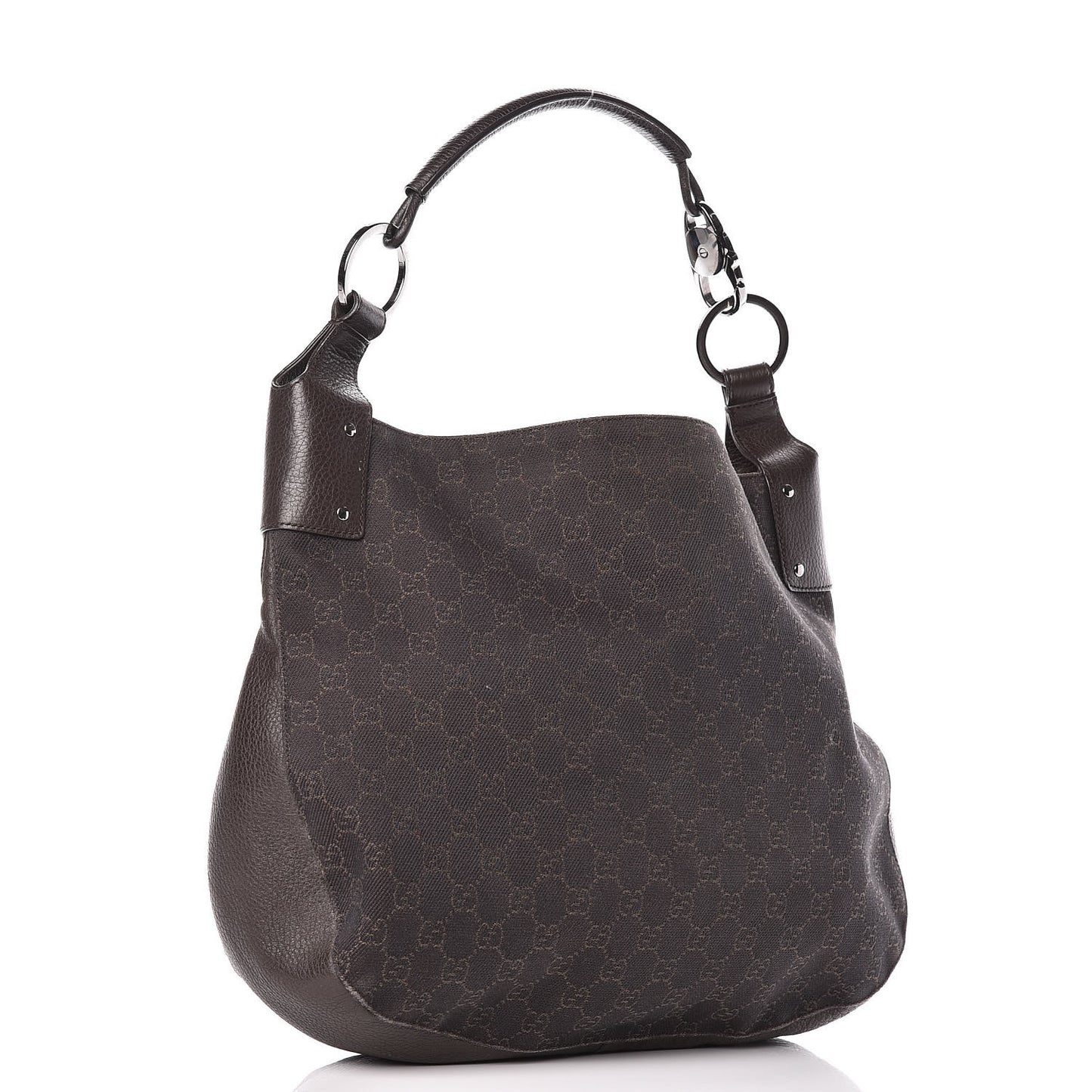 Monogram Calfskin Horsebit Classic Ring Hobo Dark Brown