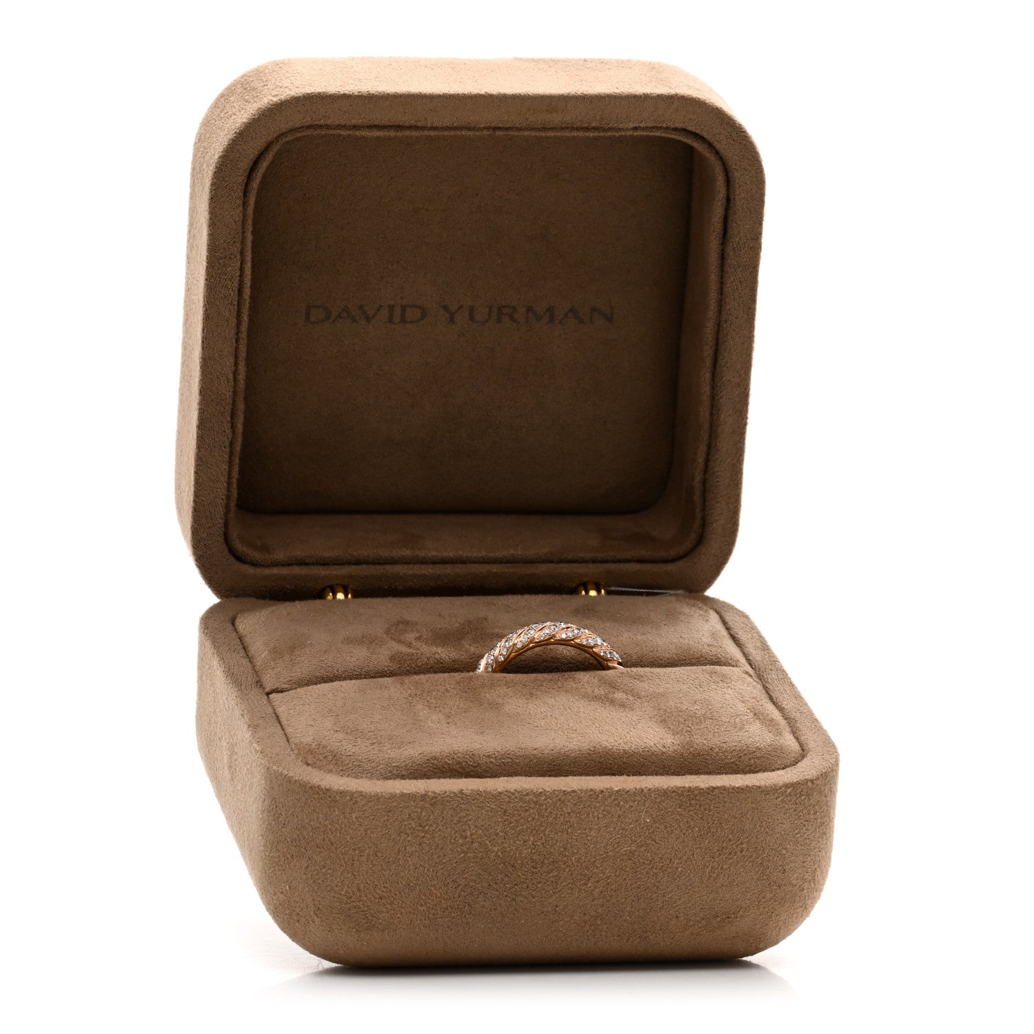 David Yurman 18K Rose Gold Diamond 4.6mm Sculpted Cable Band Ring 53 6.5 5 of 5