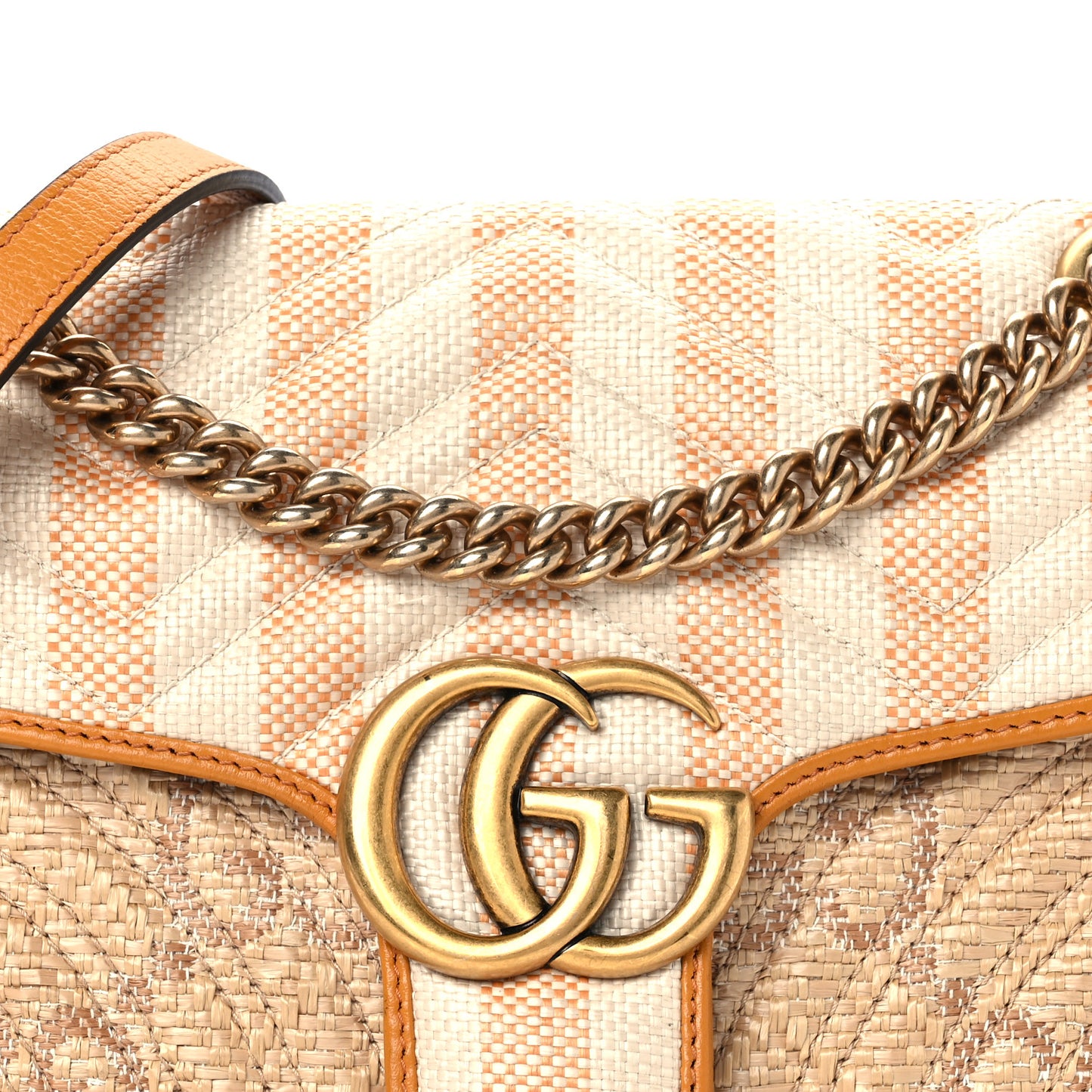 Raffia GG Monogram Matelasse Small GG Marmont Shoulder Bag Natural Beige Off White Sun Oil