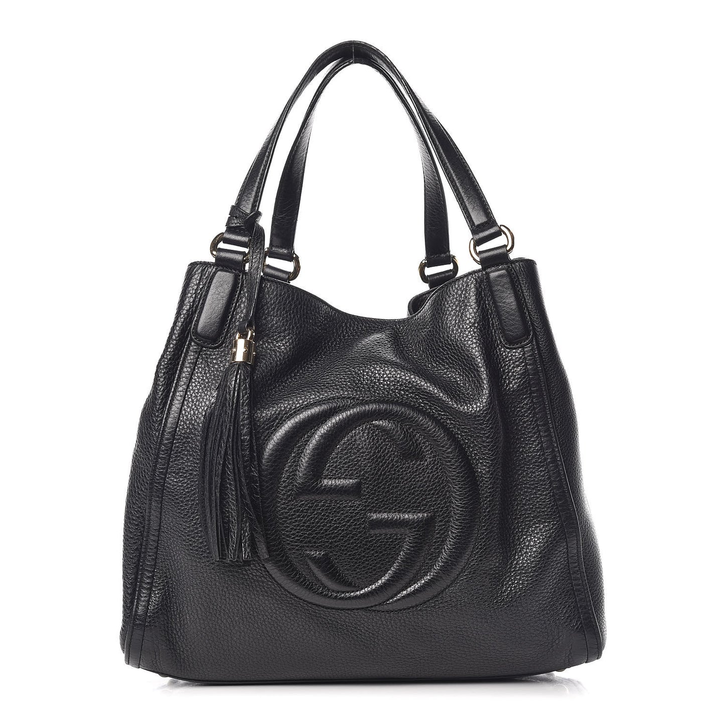 Pebbled Calfskin Medium Soho Shoulder Bag Black
