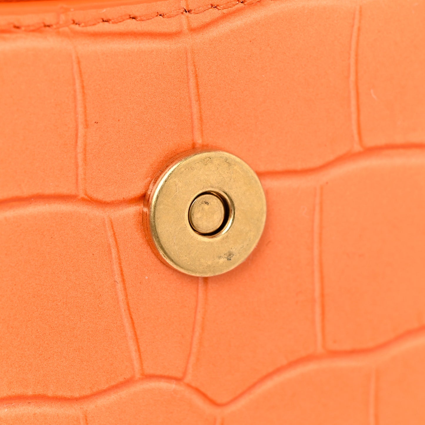Shiny Calfskin Crocodile Embossed Hourglass Top Handle Bag Mini Orange